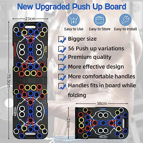 BLWL Push Up Board, Unisexo Tablero de Flexiones Portátil Multifuncional Plegable 54 en 1, Fitness Entrenamiento Gimnasio Ejercicio Stand con Banda Elastica.