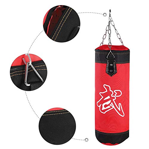 Bnineteenteam Saco de Boxeo Pesado, Bolsa de Boxeo de Entrenamiento con Cadena para Adultos, Hombres, Mujeres (vacío)(60CM-Rojo) Artes Marciales