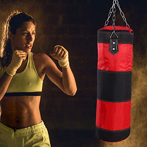 Bnineteenteam Saco de Boxeo Pesado, Bolsa de Boxeo de Entrenamiento con Cadena para Adultos, Hombres, Mujeres (vacío)(60CM-Rojo) Artes Marciales