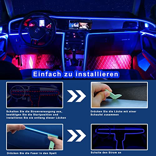 Boadw Iluminación Interior LED para Coche 5050 RGB, iluminación Ambiental para Coche, 4 m, Tira LED para Coche con aplicación de Control de Botones USB, Barra de luz Musical