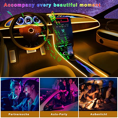 Boadw Iluminación Interior LED para Coche 5050 RGB, iluminación Ambiental para Coche, 4 m, Tira LED para Coche con aplicación de Control de Botones USB, Barra de luz Musical