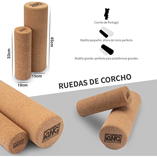 BoarderKING - Rodillo para tablas de equilibrio, Material corcho, También para masaje o fitness, Dimensiones 15 x 45 cm