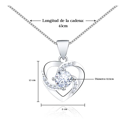 BOCHOI Collar DiA De La Madre Regalo Original Para Mamá Regalos Especiales Para Una Madre Colgante De Plata De Ley 925 En Forma De Corazón Cadena De Mujer Para Cumpleaños O Navidad