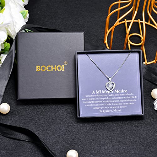 BOCHOI Collar DiA De La Madre Regalo Original Para Mamá Regalos Especiales Para Una Madre Colgante De Plata De Ley 925 En Forma De Corazón Cadena De Mujer Para Cumpleaños O Navidad