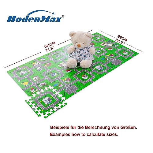 BodenMax Colchoneta Infantil Puzzle Alfombra de Juego para bebés y niños | Testado en Laboratorio | 30x30x1cm | Callejero Urbano | 18 Piezas