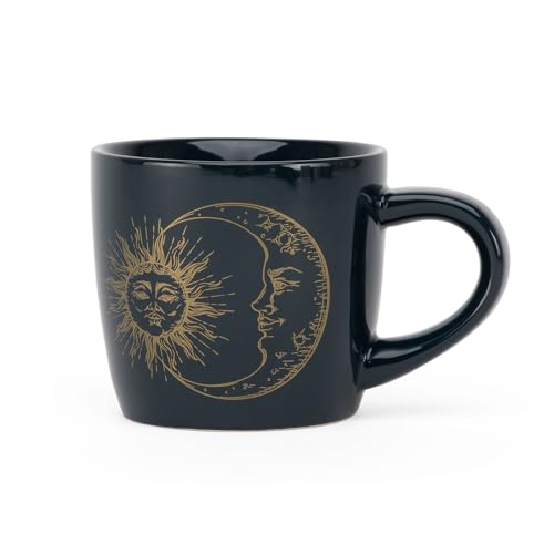 bodhi YogiMug - Taza de yoga de cerámica "Sun & Moon", taza de cerámica (azul medianoche) con estampado de sol y luna, no solo para los amantes del yoga, taza de café, taza de té, regalo, 300 ml