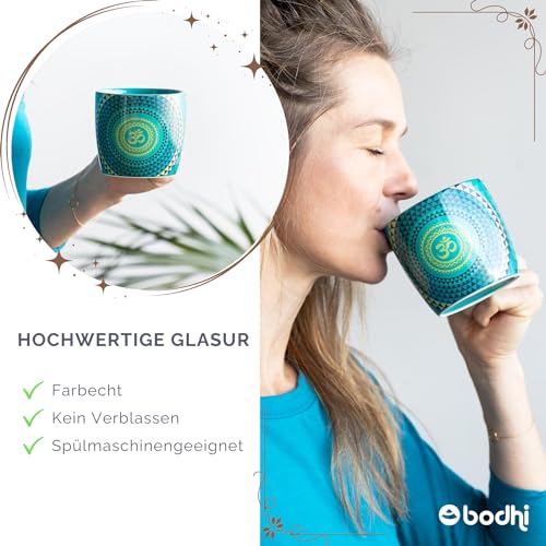 bodhi YogiMug - Taza de yoga de cerámica "Sun & Moon", taza de cerámica (azul medianoche) con estampado de sol y luna, no solo para los amantes del yoga, taza de café, taza de té, regalo, 300 ml