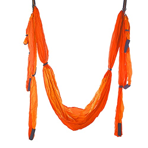 Bodhi2000 1 juego de hamaca aérea de yoga de nailon, juego de columpio aéreo, antigravedad, sedas aéreas para adultos antigravedad aérea Yoga hamaca Swing Fitness equipo para interior naranja