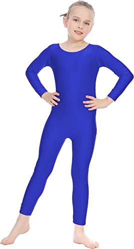 Bodies de Danza para Ballet, Mono de Manga Larga con Cremallera, Leotardo Body Nude para Gimnasia Deportiva Rítmica, Jumpsuit Niña Elástico Bailarina Yoga 1-12 años (1-3 años, Azul)