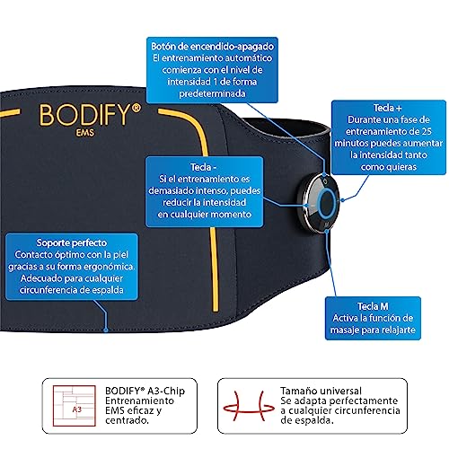 Bodify® Entrenador EMS de Espalda Pro - Estimulación focalizada de los músculos de la Espalda! - Desarrollo Muscular y Mejora de la Postura - Entrenador Muscular de Espalda - EL Original