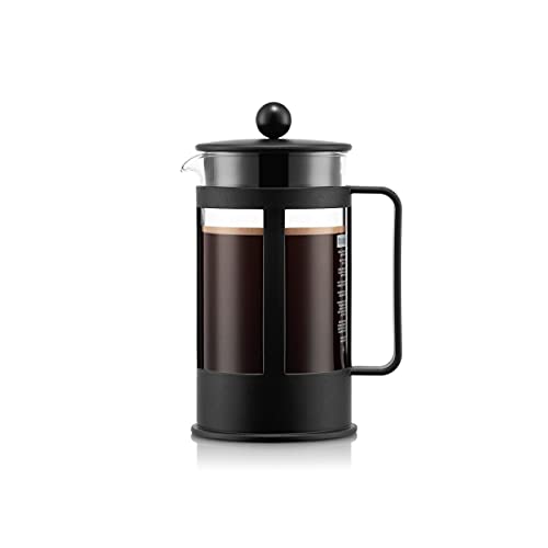 Bodum Kenya French Press 3 Cups 0.35 L Cafetera émbolo, Vidrio, plástico, Acero, Negro, Inches