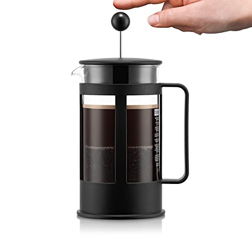 Bodum Kenya French Press 3 Cups 0.35 L Cafetera émbolo, Vidrio, plástico, Acero, Negro, Inches