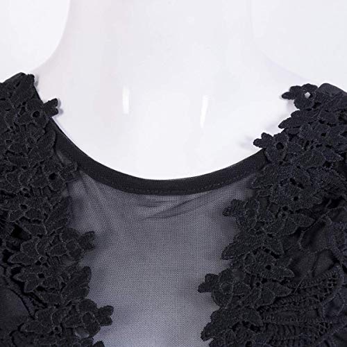 Body de Encaje Elegante para Mujer Traje con Cuello en V sin Mangas Tops sin Espalda Ropa Mono de Bodysuit para Casual Fiesta Playa (Negro,L)