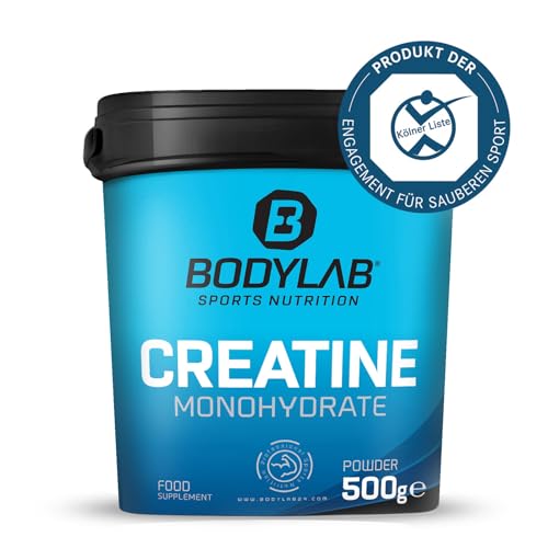 Bodylab24 Creatina en Polvo 500g, creatina pura monohidrato en polvo, altas dosis de creatina para más energía y fuerza