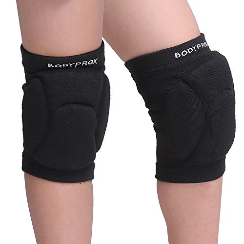 Bodyprox - Rodilleras de voleibol para jóvenes (1 par, unisex), 8-13 Años, Negro