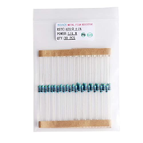 BOJACK Kit Surtido de Resistencias alambrico 0 - 1M Ohm 1/4W, de Película de Metálica ＆ 1 Pcs Termistor ＆ 1 Pcs Fotorresistencia ＆ 10 Pcs LED (17 Valores 630 Piezas)