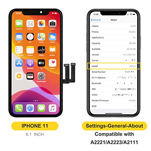 bokman LCD Pantalla para iPhone 11, Táctil LCD Reemplazo con Herramientas de Reparación