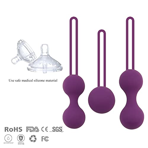 Bolas Chinas de Silicona, Bola Pélvica Bolas 3 en 1, Control de la Vejiga y Ejercicio del Suelo Pélvico para Mujeres, Morado