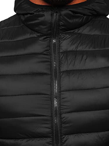 BOLF Hombre Chaleco acolchado con Capucha Cierre de Cremallera Chaqueta sin Manga Cazadora Plumifero Jacket Jogging Zip Outdoor Estilo Deportivo 13072 Negro L [1U1]