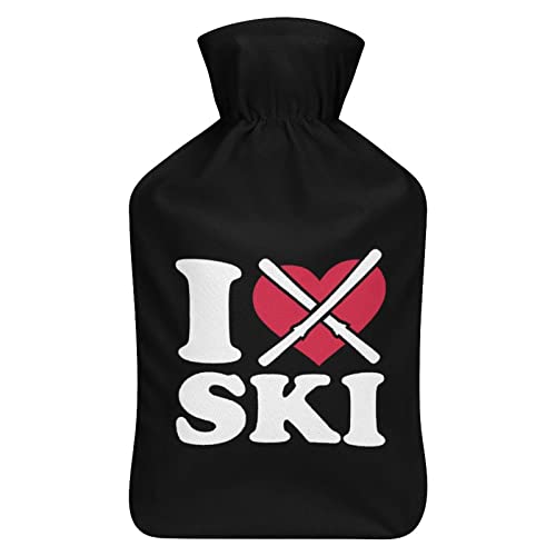 Bolsa de agua caliente con funda para sofá o cama con texto en inglés "I Love Ski Skier"