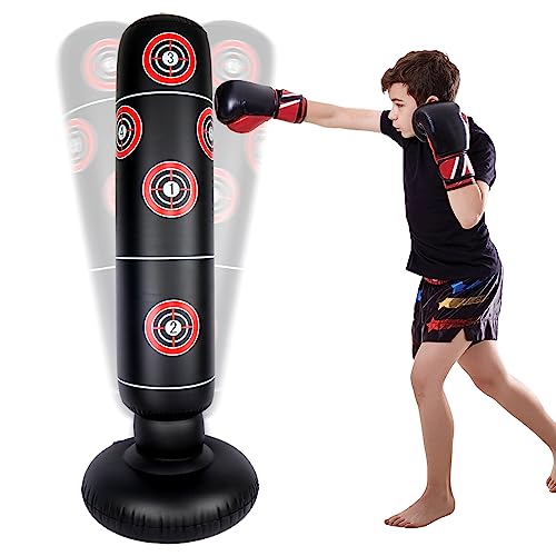 Bolsa de Boxeo Infantil, Bolsa de Boxeo Inflable de 63 Pulgadas Regalo de Karate MMA para niños y niñas, Taekwondo, Bolsa de Boxeo de Fitness para Practicar Karate y aliviar la energía de Fatiga