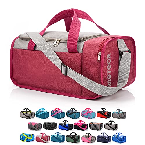 Bolsa de Deporte Gimnasio Fitness Viaje Vacaciones Deportiva - Bolso Universal con Bandolera - Bolsa plegada Ideal para jóvenes y Adultos, Hombre y Mujer 20L y 40L (Púrpura/Gris, 20 L)