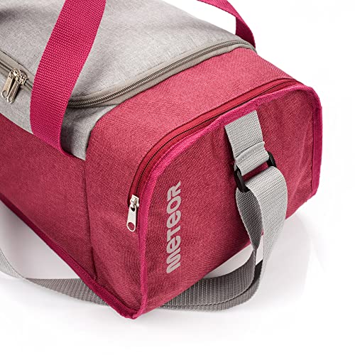 Bolsa de Deporte Gimnasio Fitness Viaje Vacaciones Deportiva - Bolso Universal con Bandolera - Bolsa plegada Ideal para jóvenes y Adultos, Hombre y Mujer 20L y 40L (Púrpura/Gris, 20 L)