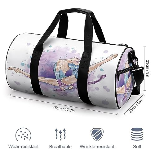 Bolsa de deporte para gimnasia rítmica (1) bolsa de gimnasio, bolsa de fin de semana, bolsa de viaje, bolsa de noche, bolsa de natación para niños y niñas, 45 x 23 x 23 cm, Gimnasia Rítmica(1),