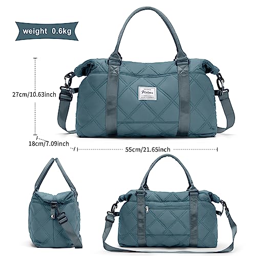 Bolsa de Deporte para Gimnasio para Mujer, Bolsa de Viaje, Bolsa Equipaje de Mano 55x40x20, Bolsa de Fin de Semana, Deporte Nocturno Duffle con Bolsa de Baño,E9-Azul