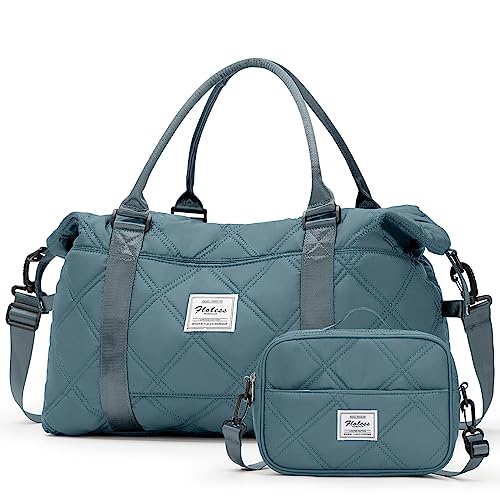 Bolsa de Deporte para Gimnasio para Mujer, Bolsa de Viaje, Bolsa Equipaje de Mano 55x40x20, Bolsa de Fin de Semana, Deporte Nocturno Duffle con Bolsa de Baño,E9-Azul