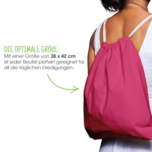 Bolsa de gimnasia de algodón 1 pieza Bolsa deportiva de 38 x 42 cm - bolsa de yute OEKO-TEX® bolsa de tela probada mujeres y hombres, bolsa de gimnasia para niños para pintar (rosa, 38x46cm)