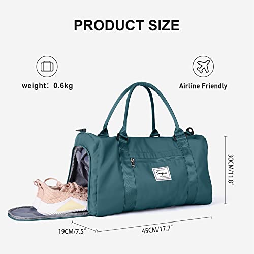 Bolsa de Gimnasia Womens Mens con Compartimento de Zapatos y Pocket Wet,Bolsa Travel Duffel para avión,Sport Gym Tote Bags,Weekend Bolsa pernocte Llevar en Hospital Holdalls,A-Azul Pavo Real