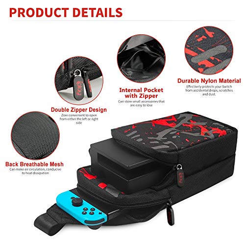 Bolsa de viaje para Switch, mochila de almacenamiento portátil con correa para el hombro, bolso bandolera ajustable unisex para conmutador consola, Joy-Con y otros accesorios