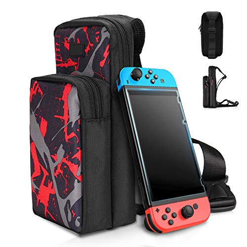 Bolsa de viaje para Switch, mochila de almacenamiento portátil con correa para el hombro, bolso bandolera ajustable unisex para conmutador consola, Joy-Con y otros accesorios