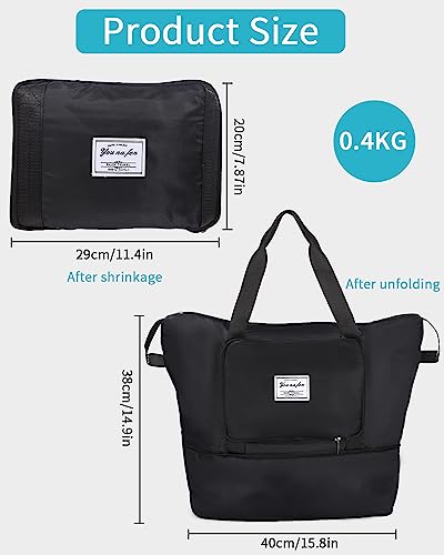 Bolsa de viaje plegable portátil bolsa de viaje plegable bolsa de viaje viaje viaje impermeable bolsa de deporte grande bolsa de deporte con compartimento húmedo plegable para yoga deporte fitness