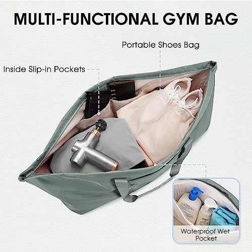 Bolsa Esterilla Yoga Bolsa de Yoga con Bolsillo Húmedo Bolsa Deporte Mujer Bolsillo Lateral para Botella de Agua para el Ejercicio Físico, Verde Gris