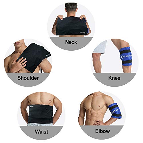 Bolsa Gel Hielo Grande con Envoltura, Terapia de Frío Caliente Reutilizable para Lesiones en La Rodilla, Alivio instantáneo del dolor para la artritis, dolores musculares, hinchazón, hematomas