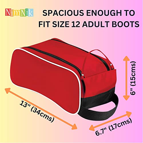 Bolsa para botas de fútbol resistente al agua, almacenamiento para botas de fútbol o zapatos de golf, bolsa para botas para viajes, escuela, críquet, Rojo-mf, Bolsa para botas