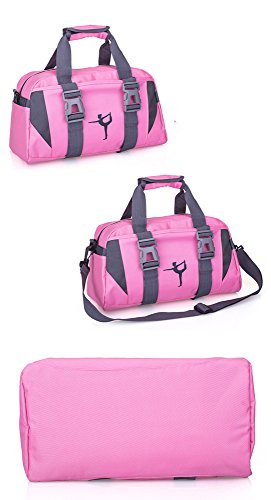 Bolsas deportivas de gimnasio para mujer, bolsa de yoga, ballet, baile, bolsa de lona para niñas, bolsas de noche para niñas, bolsas de fin de semana, Pink, L, Tamaño de equipaje de mano