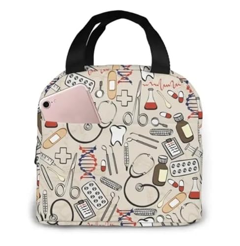 Bolso de Almuerzo con diseño de médico - dental, fiambrera porta alimentos para,édicos, enfermeras, dentistas