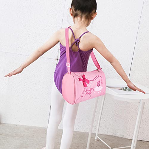 Bolso de Ballet para niñas, de Gran Capacidad, Ajustable para niños, Bolso de Ballet para niñas, niños, Baile, Ballet, natación, Mochila, Bolso Bordado, Bolso de Tela de Nailon para Ballet(Pink)