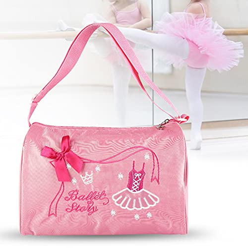 Bolso de Ballet para niñas, de Gran Capacidad, Ajustable para niños, Bolso de Ballet para niñas, niños, Baile, Ballet, natación, Mochila, Bolso Bordado, Bolso de Tela de Nailon para Ballet(Pink)