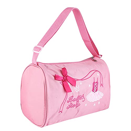 Bolso de Ballet para niñas, de Gran Capacidad, Ajustable para niños, Bolso de Ballet para niñas, niños, Baile, Ballet, natación, Mochila, Bolso Bordado, Bolso de Tela de Nailon para Ballet(Pink)