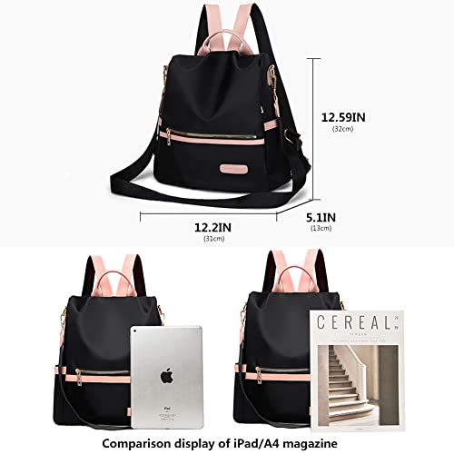 Bolso Mochila Mujer Antirrobo, Moda Portatil Bandolera Casual Regalo, Grande Impermeable Niñas Escolares, para School Viaje - Negro