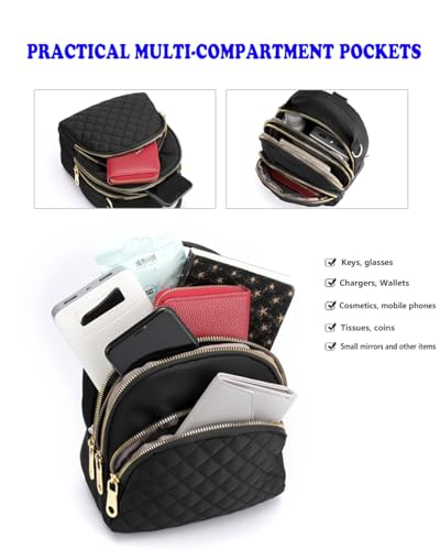 Bolso Mochila Mujer Antirrobo, Moda Portatil Bandolera Casual Regalo, Impermeable Niñas Escolares, para School Viaje Negro