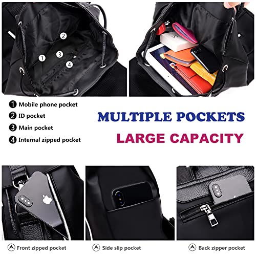 Bolso Mujer de Moda Mochila, Impermeable Antirrobo de Bolsos Portatil Viaje Mujeres Mochilas Niñas Bandolera Casual Pequeña Cuero Negro School Escolares Bolsa