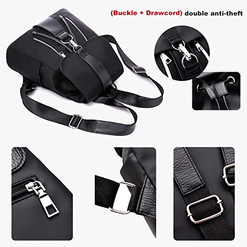 Bolso Mujer de Moda Mochila, Impermeable Antirrobo de Bolsos Portatil Viaje Mujeres Mochilas Niñas Bandolera Casual Pequeña Cuero Negro School Escolares Bolsa