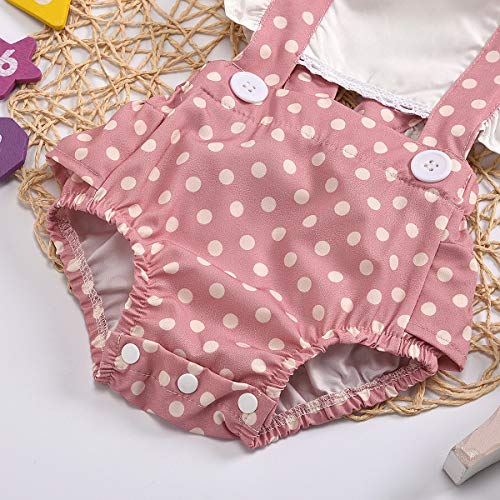 Bonfor 2 Piezas Ropa Bebe Niña 3 6 meses Verano Conjunto, Mono Estampado Floral+Banda para Recien Nacido Niño (Rosa, 3-6 meses)