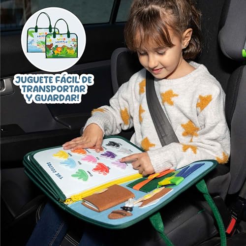 BONNYCO Busy Board Montessori de Fieltro Maletin Paneles Sensoriales Montessori Tablero Montessori Juguetes Educativos Motricidad Fina | Juguetes Regalos para Niños Niñas Cumpleaños Navidad