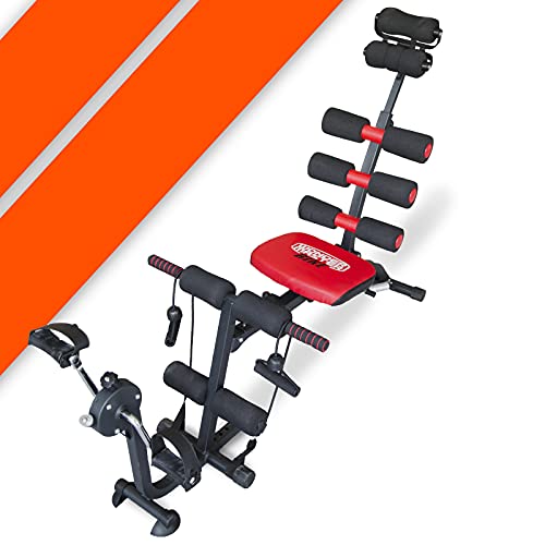 Bonplus BP | Wonder Master Bike | Banco Ajustable | Banco Inclinable | Musculación | Entrenamiento Abdominales | 22 Ejercicios en 1 | Incluye Pedales |